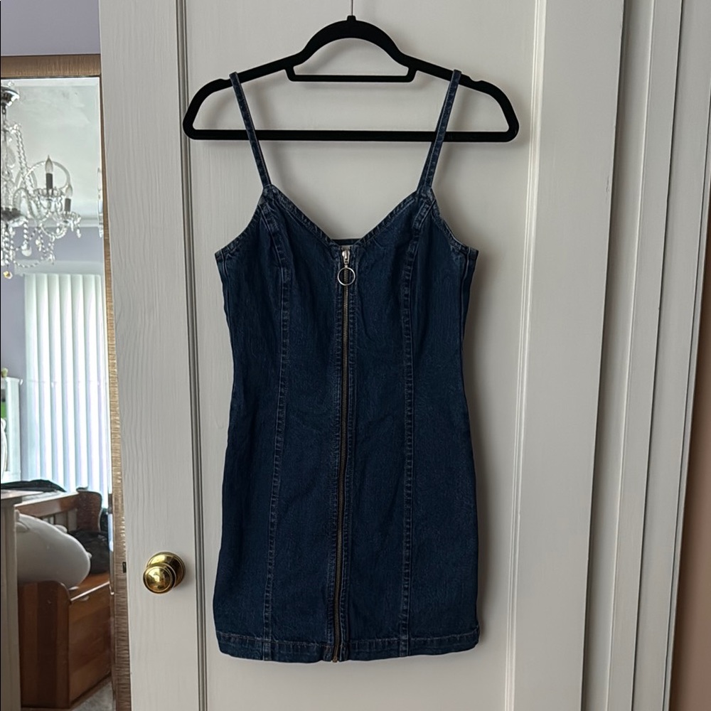 Topshop Moto Denim Zip-Front Dress